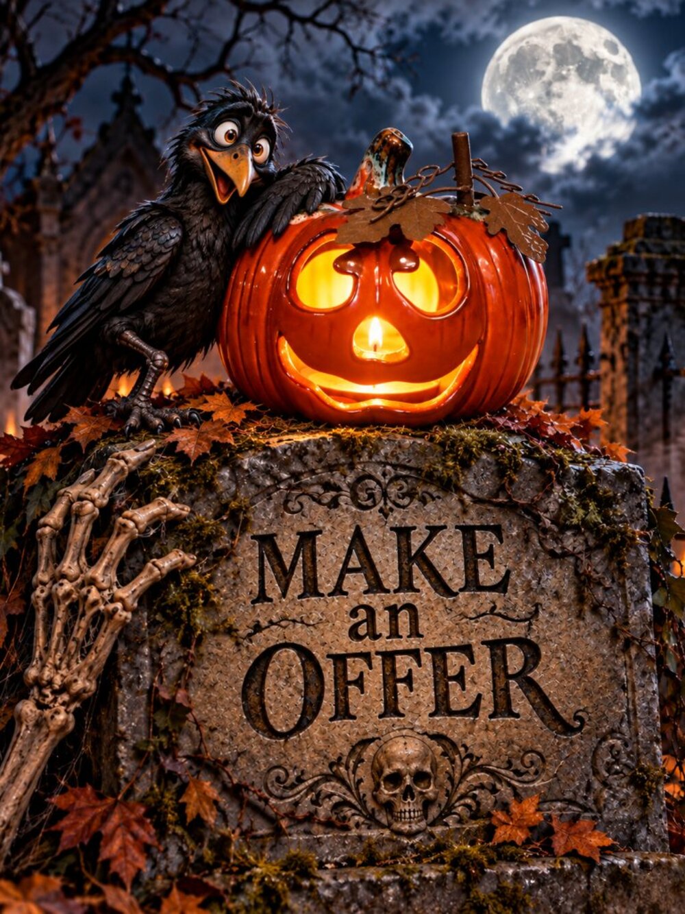 Halloween Pumpkin Jack-O-Lantern Ceramic Tealight Votive Candle Holder